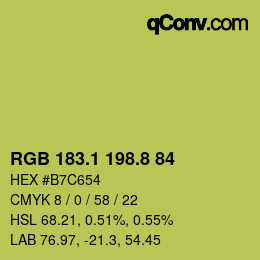 カラーコード: RGB 183.1 198.8 84 | qconv.com