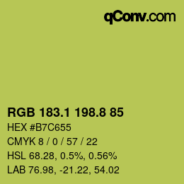 カラーコード: RGB 183.1 198.8 85 | qconv.com
