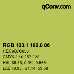 カラーコード: RGB 183.1 198.8 86 | qconv.com