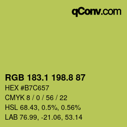 カラーコード: RGB 183.1 198.8 87 | qconv.com