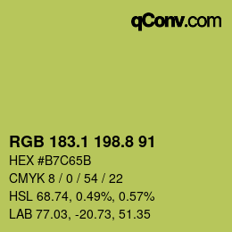 カラーコード: RGB 183.1 198.8 91 | qconv.com