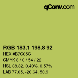 カラーコード: RGB 183.1 198.8 92 | qconv.com