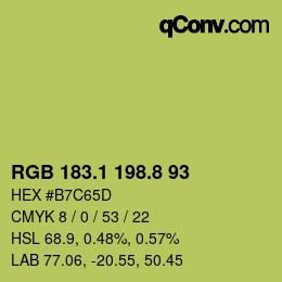 カラーコード: RGB 183.1 198.8 93 | qconv.com