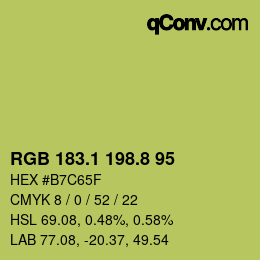 カラーコード: RGB 183.1 198.8 95 | qconv.com