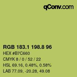 カラーコード: RGB 183.1 198.8 96 | qconv.com
