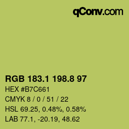 カラーコード: RGB 183.1 198.8 97 | qconv.com