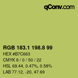カラーコード: RGB 183.1 198.8 99 | qconv.com