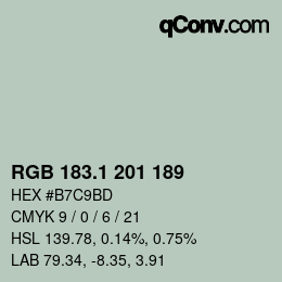 カラーコード: RGB 183.1 201 189 | qconv.com