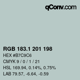 Color code: RGB 183.1 201 198 | qconv.com