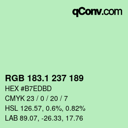 カラーコード: RGB 183.1 237 189 | qconv.com