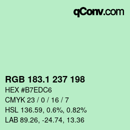 カラーコード: RGB 183.1 237 198 | qconv.com