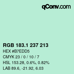 カラーコード: RGB 183.1 237 213 | qconv.com