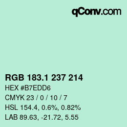 カラーコード: RGB 183.1 237 214 | qconv.com