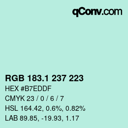 カラーコード: RGB 183.1 237 223 | qconv.com
