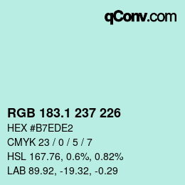 Color code: RGB 183.1 237 226 | qconv.com
