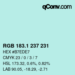 Color code: RGB 183.1 237 231 | qconv.com