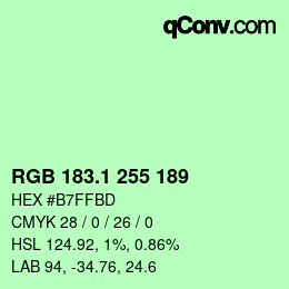 カラーコード: RGB 183.1 255 189 | qconv.com