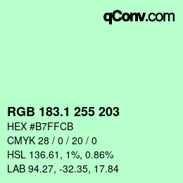 カラーコード: RGB 183.1 255 203 | qconv.com