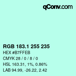 Color code: RGB 183.1 255 235 | qconv.com