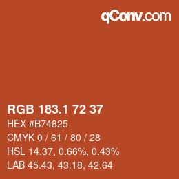 カラーコード: RGB 183.1 72 37 | qconv.com