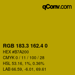 カラーコード: RGB 183.3 162.4 0 | qconv.com