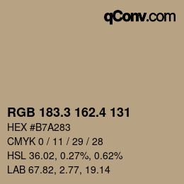 カラーコード: RGB 183.3 162.4 131 | qconv.com