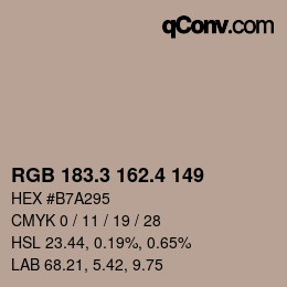 カラーコード: RGB 183.3 162.4 149 | qconv.com