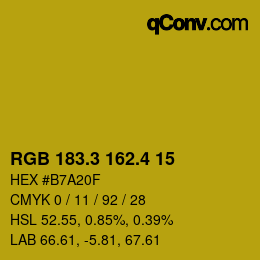 カラーコード: RGB 183.3 162.4 15 | qconv.com