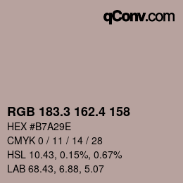 カラーコード: RGB 183.3 162.4 158 | qconv.com