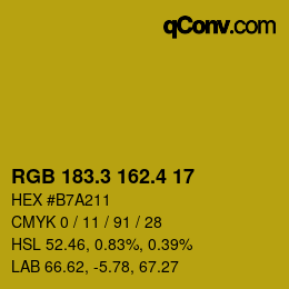 カラーコード: RGB 183.3 162.4 17 | qconv.com