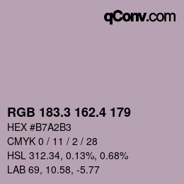 カラーコード: RGB 183.3 162.4 179 | qconv.com