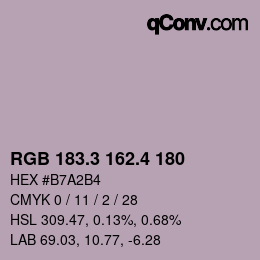カラーコード: RGB 183.3 162.4 180 | qconv.com