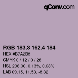 カラーコード: RGB 183.3 162.4 184 | qconv.com