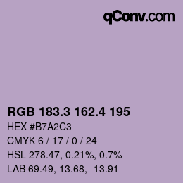 カラーコード: RGB 183.3 162.4 195 | qconv.com