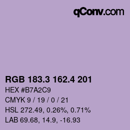 カラーコード: RGB 183.3 162.4 201 | qconv.com