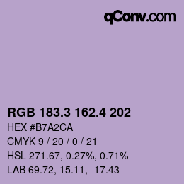 カラーコード: RGB 183.3 162.4 202 | qconv.com