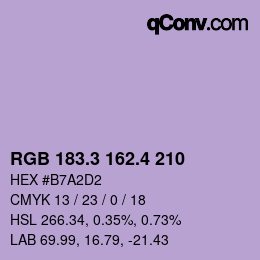 カラーコード: RGB 183.3 162.4 210 | qconv.com
