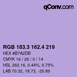 カラーコード: RGB 183.3 162.4 219 | qconv.com