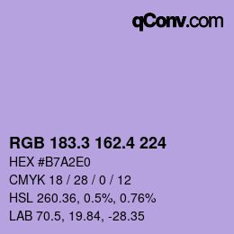 カラーコード: RGB 183.3 162.4 224 | qconv.com