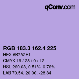 カラーコード: RGB 183.3 162.4 225 | qconv.com