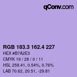 カラーコード: RGB 183.3 162.4 227 | qconv.com