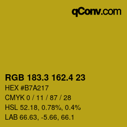 カラーコード: RGB 183.3 162.4 23 | qconv.com