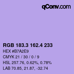 カラーコード: RGB 183.3 162.4 233 | qconv.com