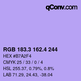 カラーコード: RGB 183.3 162.4 244 | qconv.com