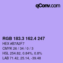 カラーコード: RGB 183.3 162.4 247 | qconv.com