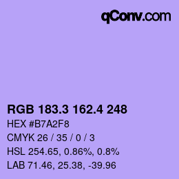 カラーコード: RGB 183.3 162.4 248 | qconv.com