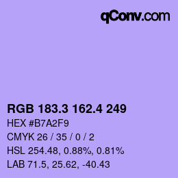 カラーコード: RGB 183.3 162.4 249 | qconv.com