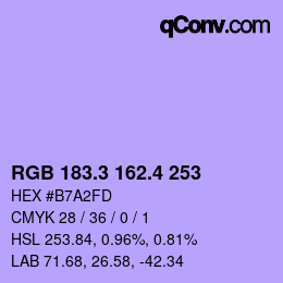 カラーコード: RGB 183.3 162.4 253 | qconv.com
