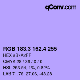 カラーコード: RGB 183.3 162.4 255 | qconv.com