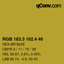 カラーコード: RGB 183.3 162.4 46 | qconv.com
